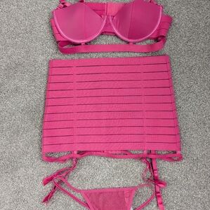 Vibrant Pink Three-Piece Swimwear Set